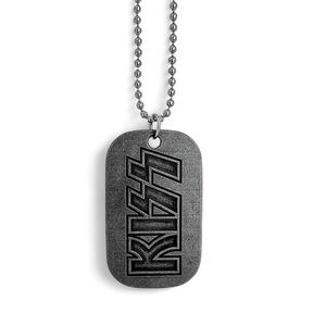 Kiss Branded Logo Silver Toned Metal Dog Tag on Ball Chain circa 2010